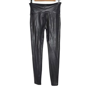 Spanx Faux Leather Black Leggings Size L Moto Athleisure Minimalist Baddie